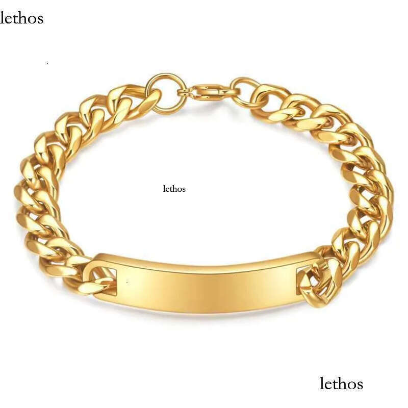 DHCollections Factory Supplier Stainless Steel Adjustable Engraved Custom Cuban Chain Metal Bracelet 4f