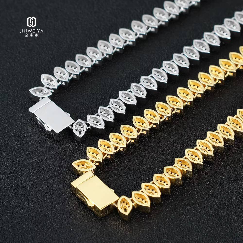 Women Hip Hop Necklace Diamond Luxury Moissanite Moissanite 925 Silver Necklace Chain