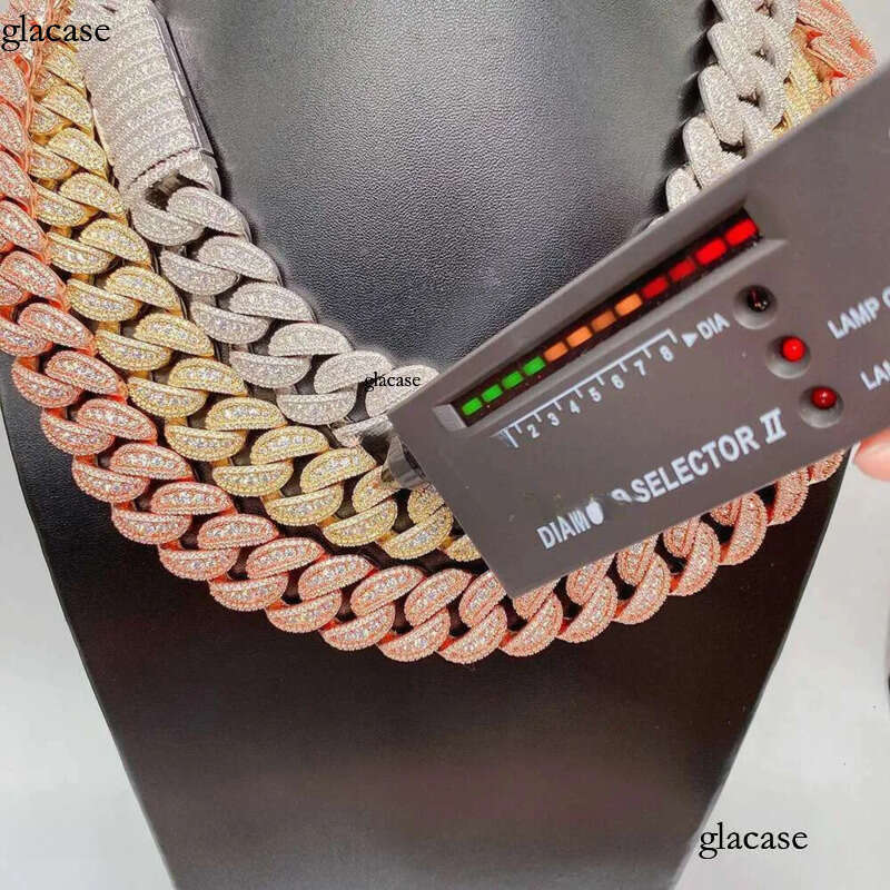 New Arrival Designer Bracelet 20mm Full Set Mosonite S Sier Cuban k Chain Trendy Brand Necklace Accessories for Men Women Hip Hop Pass Dia Tester Gift