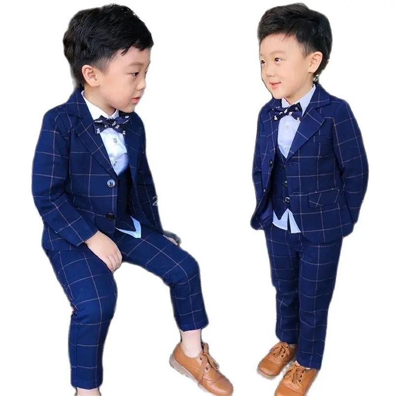 Top Quality Flower Boys Wedding Suit Gentleman Kids Formal Tuxedo Dress Children Party Performance Dress Costume 250219