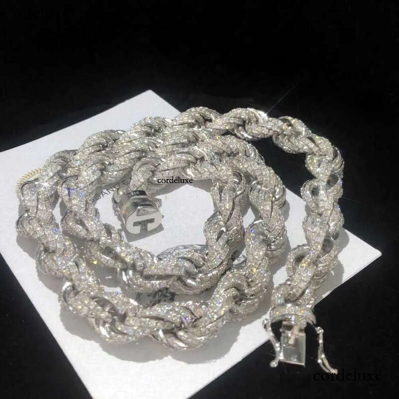 Twisted Moissanite S 10k 14k Solid Gold Hip Hop Men Jewelry Cuban Necklace Iced Out Vvs Dia Rope Chain 9c