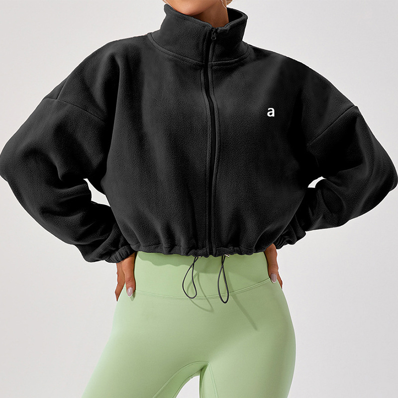 Women Yoga Winter Outdoor Stand-up Collar Lamb Wool Sports Jacket Women's Loose Velvet Warm Running Casual Short Coat