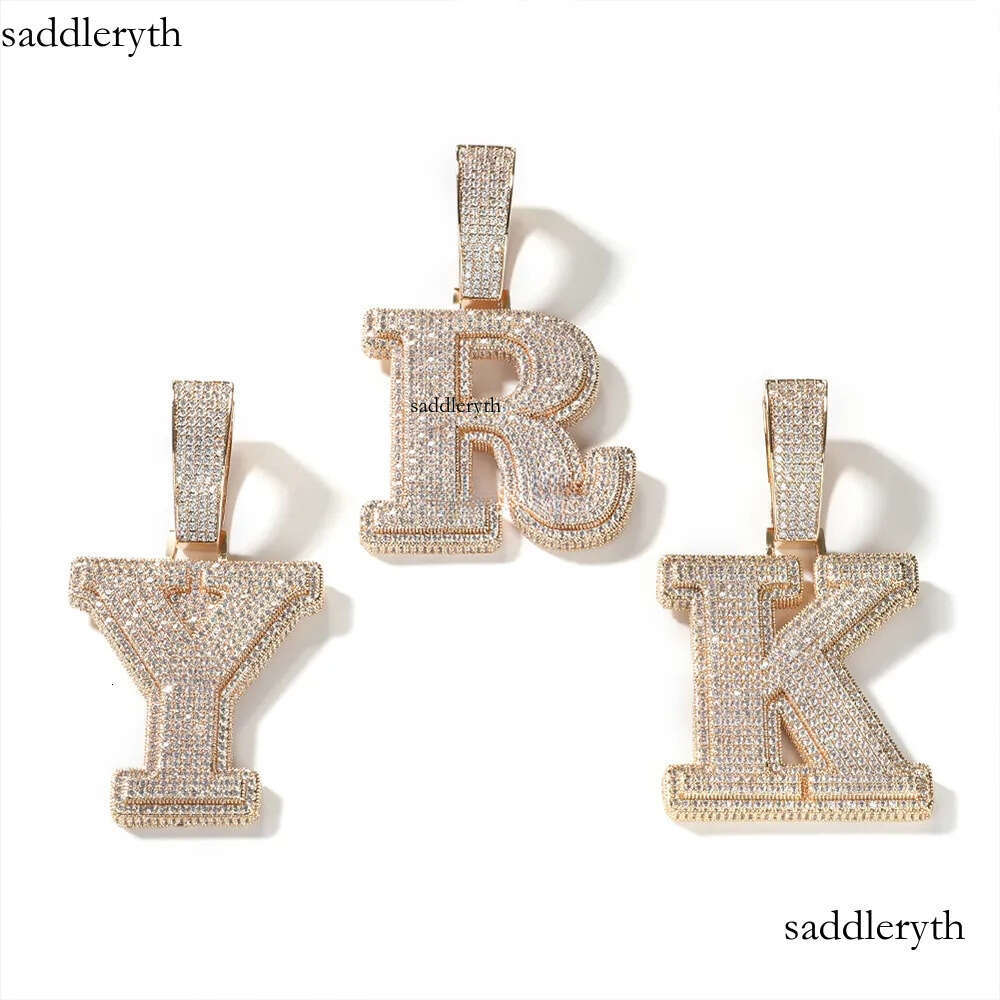 26 letter necklace Hip Hop personalized dias Men's pendant GRA moissanite dia gold sterling sier cuban link