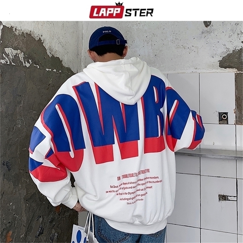 LAPPSTER Men Japanese Streetwear Hip Hop Hoodies Autumn Korean Oversized Sweatshirts Hooded Hoodies Patchwork Clothing 5XL 201127