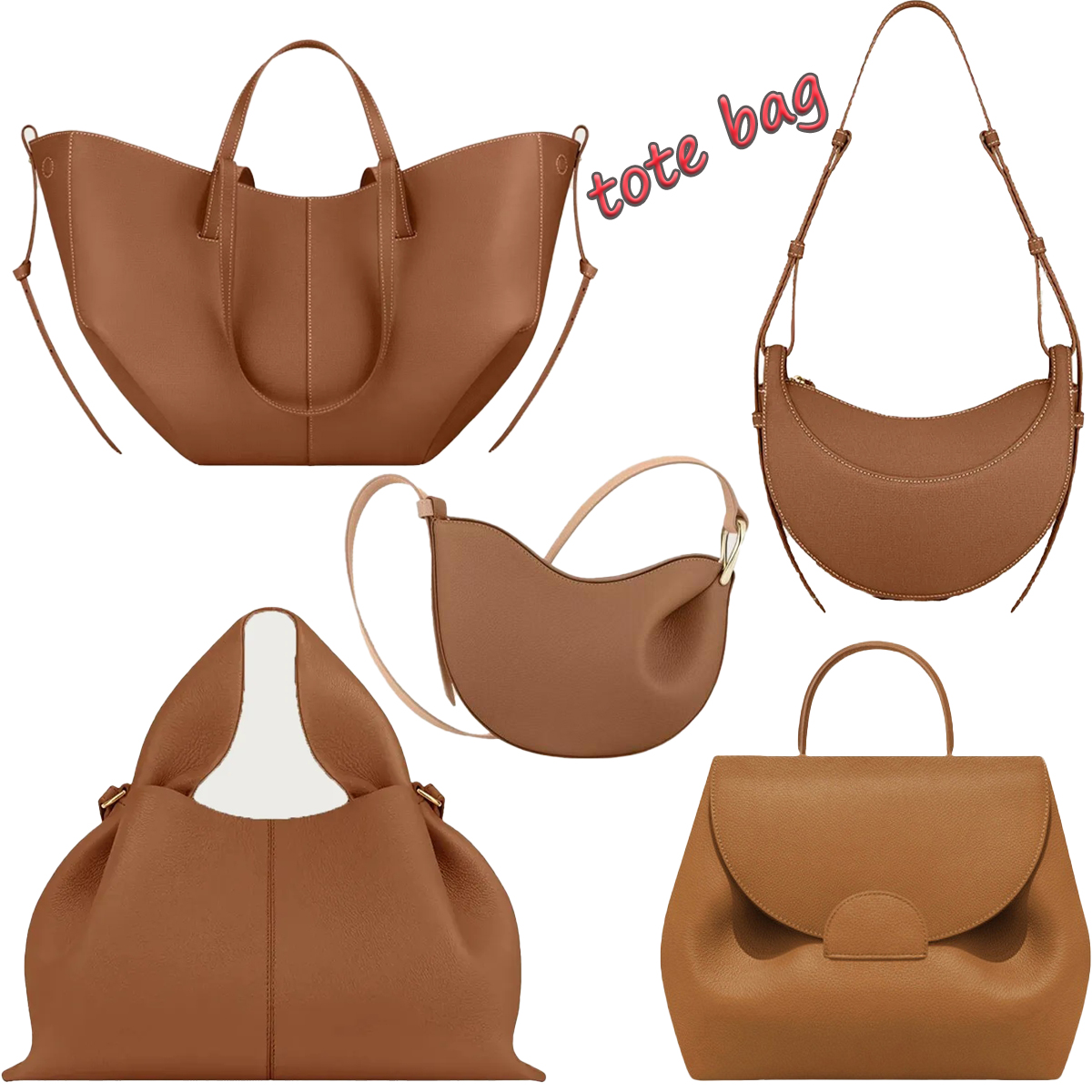 Designer Bag Tote Bag Half Moon Bag Smooth Leather Shoulder Bag Black Tote Underarm Bag Fashion Women Cross Body Bag Mini Purse Textured Leather Hobo Bag Wallet