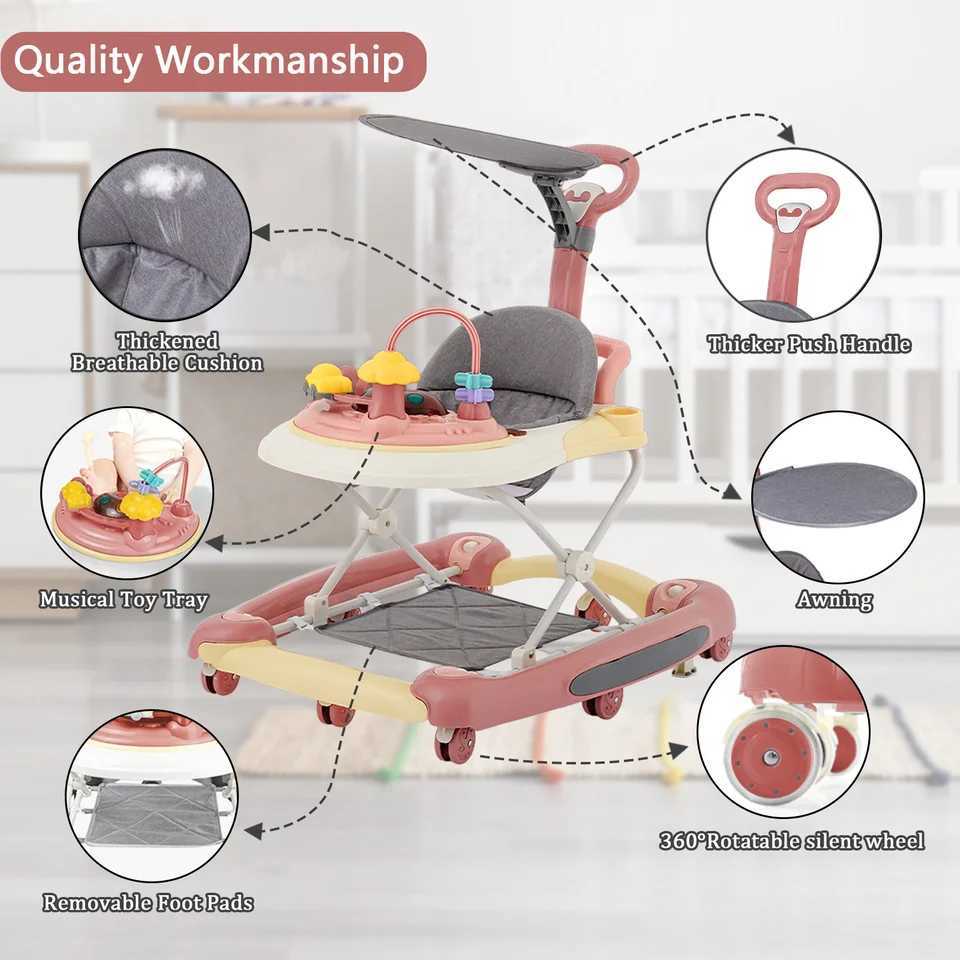 Baby Walker With Sunshade and Seat Multifunctional Kids AntiRollover Adjustable Rocking Stroller Mother Baby Supplies Toys 2025 J250925