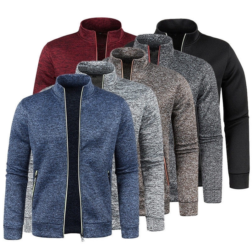 Men's Jackets Autumn Winter Men's Jacket Coat Stand Collar Zipper Jackets Man Slim Fleece Jacket Thick Cardigan Warm Knit Sweater Men Clothi