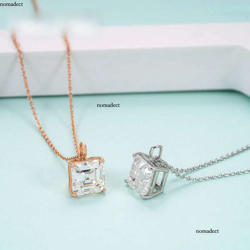 Pass tester asscher cut moissanite custom iced dia women fine pendant necklace 04