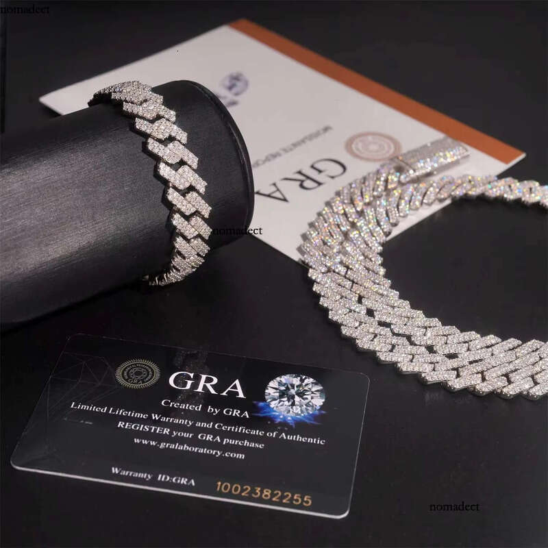 Pass Dia Tester Hip Hop Jewelry Iced Out Necklace VVS Moissanite Sier Cuban Link Chain ae