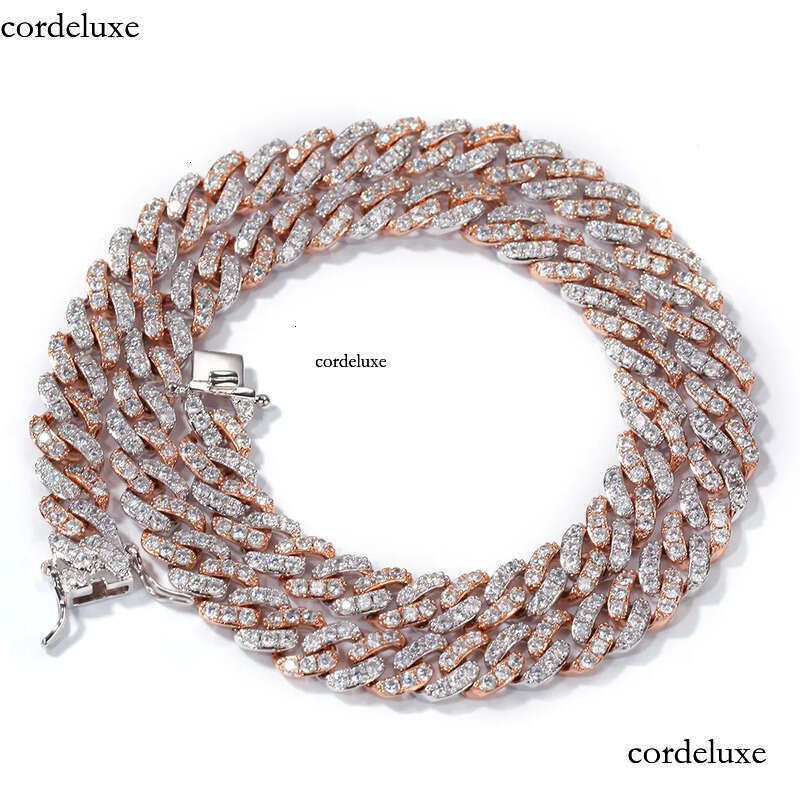 Iced Out Miami Cuban Link Chain Mens Gold Chains PINK Necklace Bracelet Fashion Hip Hop Jewelry 9MM f8