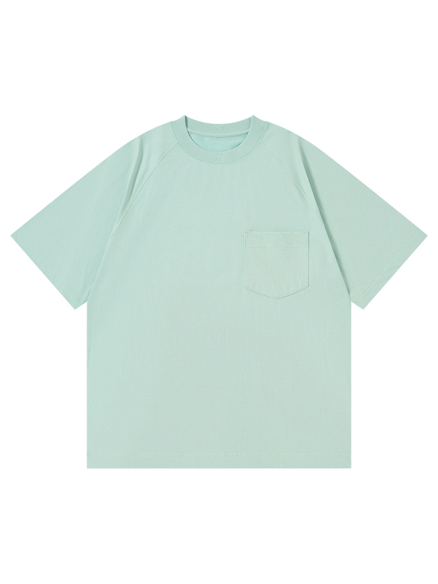 New Arrival Men's Streetwear T-Shirt - Cooling Fabric, Raglan Sleeve, Crew Neck with Pocket, Oversized Short-Sleeve Top -67C