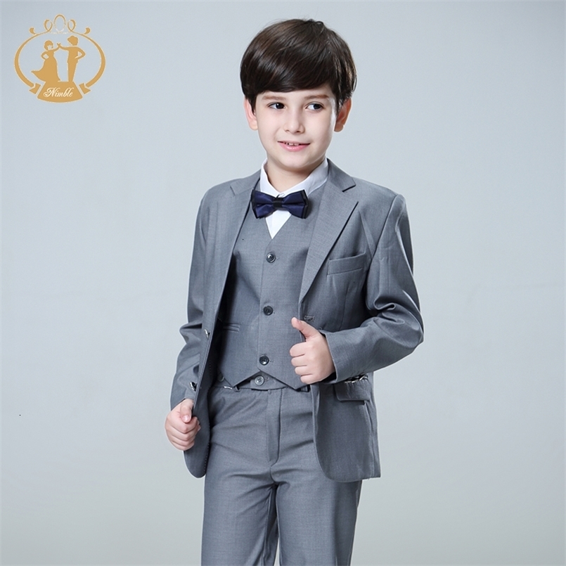 Suits Nimble Spring Autumn Formal Boy Suit for Weddings Children Party Host Costume Wholesale Clothing 3Pcs Set Blazer Vest Pants 230724