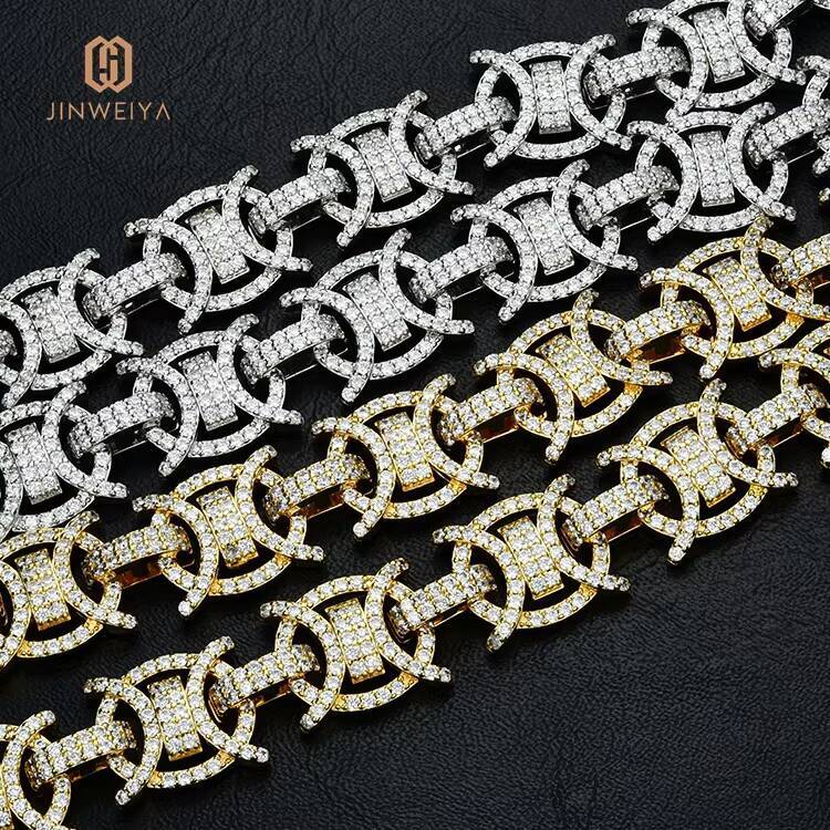 JWY High Quality Fashion Gold and Silver Plated Brass Hiphop Jewelry Cuban Link Chain Necklace for Men