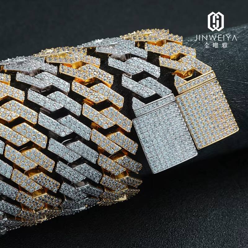 Hip Hop Luxury Iced Out Necklace for Men Diamond Copper Moissanite Gold Plated Miami Cuban Link Chain for Anniversaries