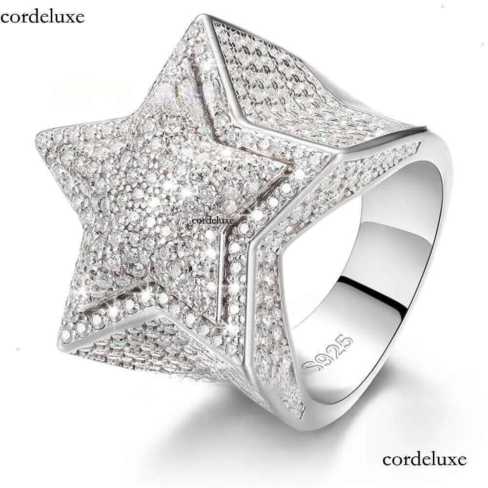 VVS Moissanite Dia Star Ring With GRA CertificateHiphop Men Women Fine Jewelry Iced Out Gold Plated Sterg Sier 4a