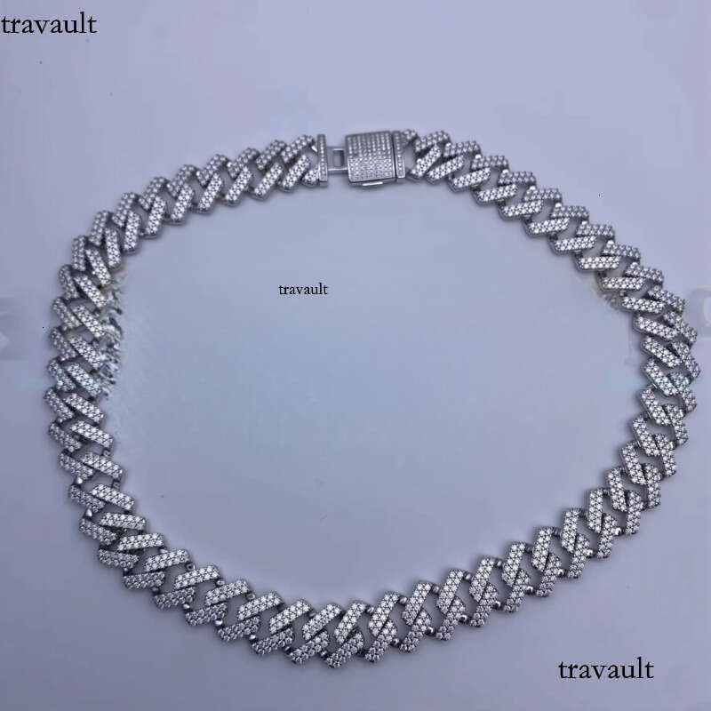 Fine Jewelry Moissanite Vvs1 d Color Cuban Link Chain Real Necklace Hip Hop Pass Dia Test Iced Out