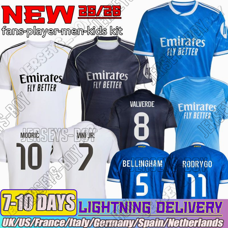 25 26 camiseta reals madrid Soccer Jerseys kits MBAPPE VINI JR BELLINGHAM Valverde RODRYGO MODRIC Arda Guler 2025 football shirt kids fans player adults kids kit