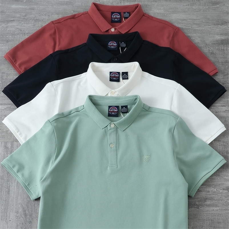 Men's T-Shirts Summer American Retro Solid POLO Shirt Men's Fashion Short-sleeved Lapel Embroidery T-shirt Pure Cotton Simple Business Tops 