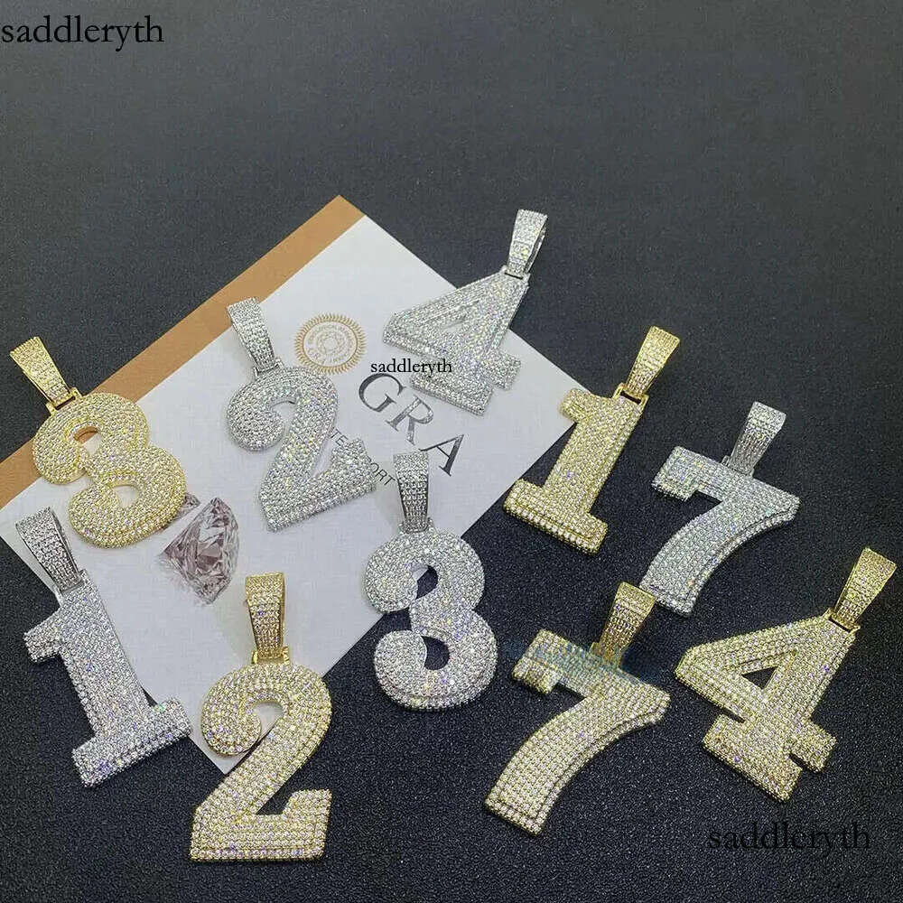 DIY Letter Initial Number Sterling Sier Custom Jewelry Iced Out Rappers Hip Hop Moissanite Pendant - view 5