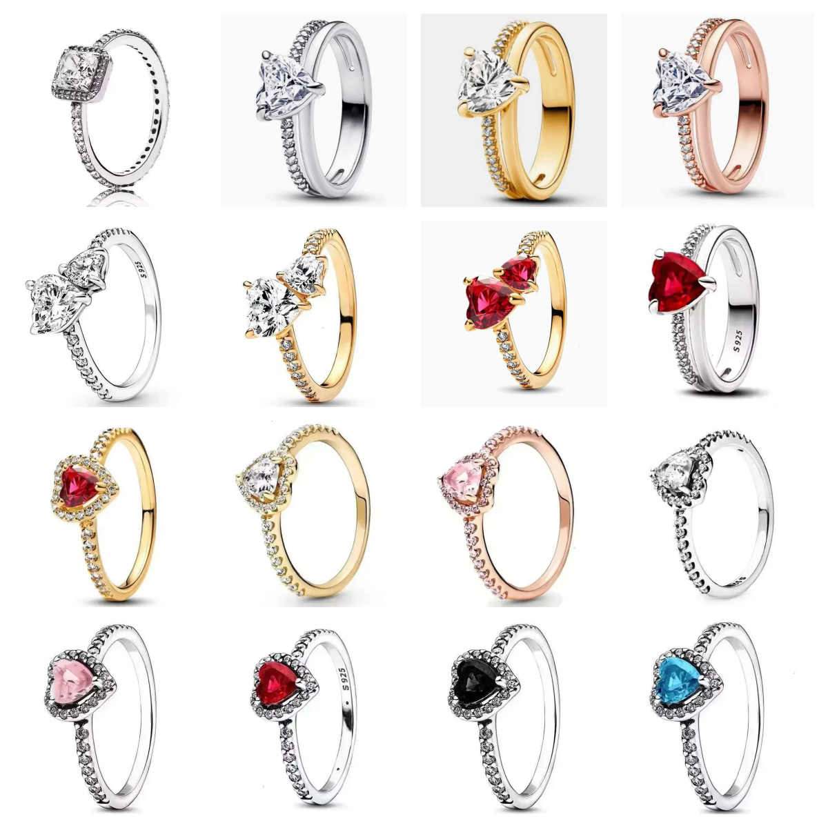 925 Sterling Silver high quality ring hot selling classic heart and crown rings for women men jewelry gift Wholesale