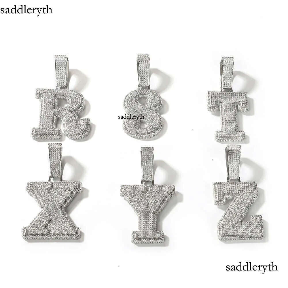 26 letter necklace Hip Hop personalized dias Men's pendant GRA moissanite dia gold sterling sier cuban link