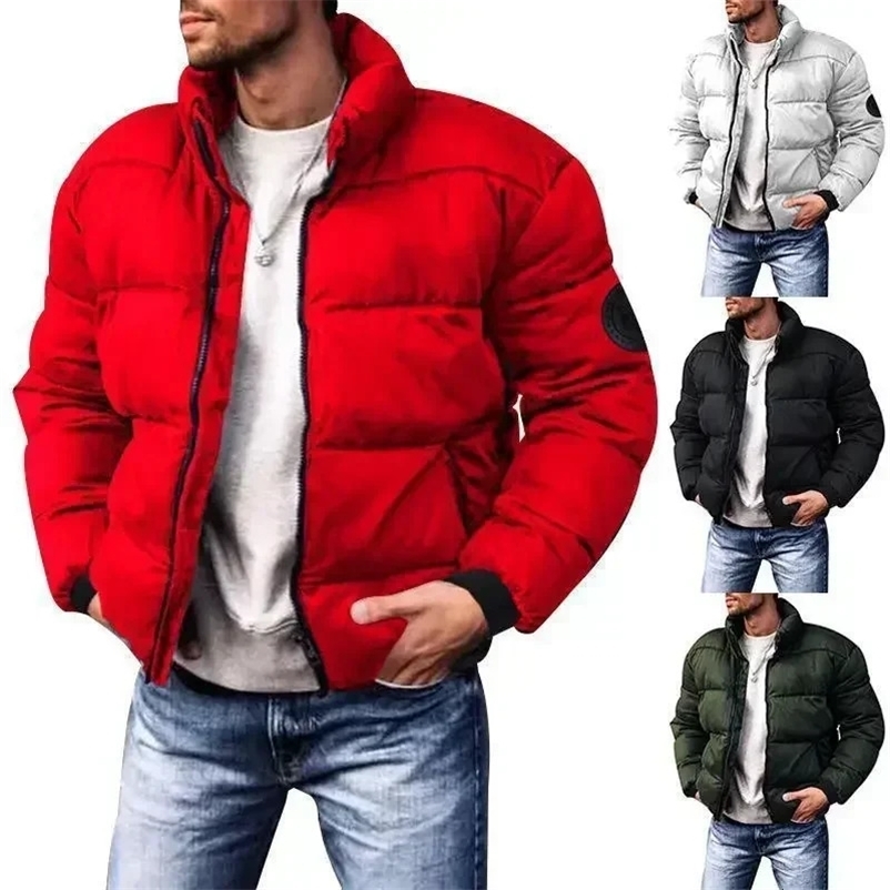 Men's Down Parkas Mens Winter Padded Coat Stand Collar Down-Padded Jackets Thicken Cotton Outwear 231110