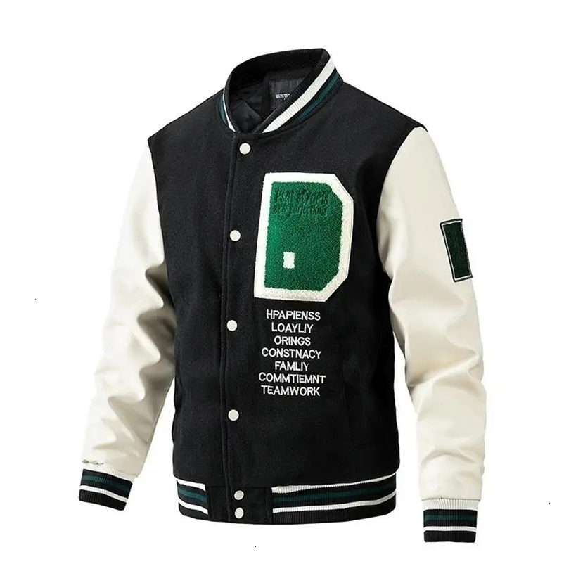 Men's Jackets Baseball Uniform Jacket Men's Autumn And Winter Casual Color Inserted Wool Coat Fashion Personality Top 231212