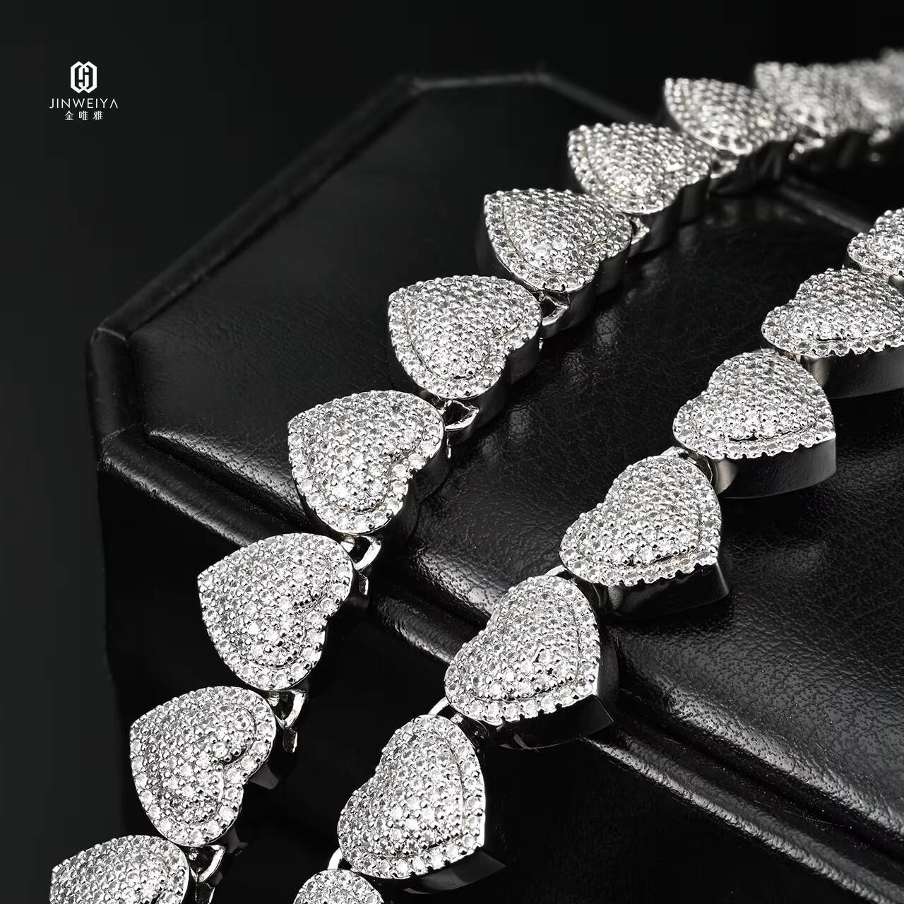 Hip Hop Rapper Jewelry Heart Shape VVS Moissanite Diamond 10mm 925 Silver Necklace Cuban Link Chain for Men Women