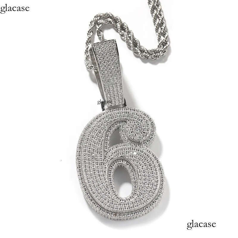 Hip-Hop Custom 0-9 Numeric Pendants with 5A Grade Zircon for Men Women Jewelry