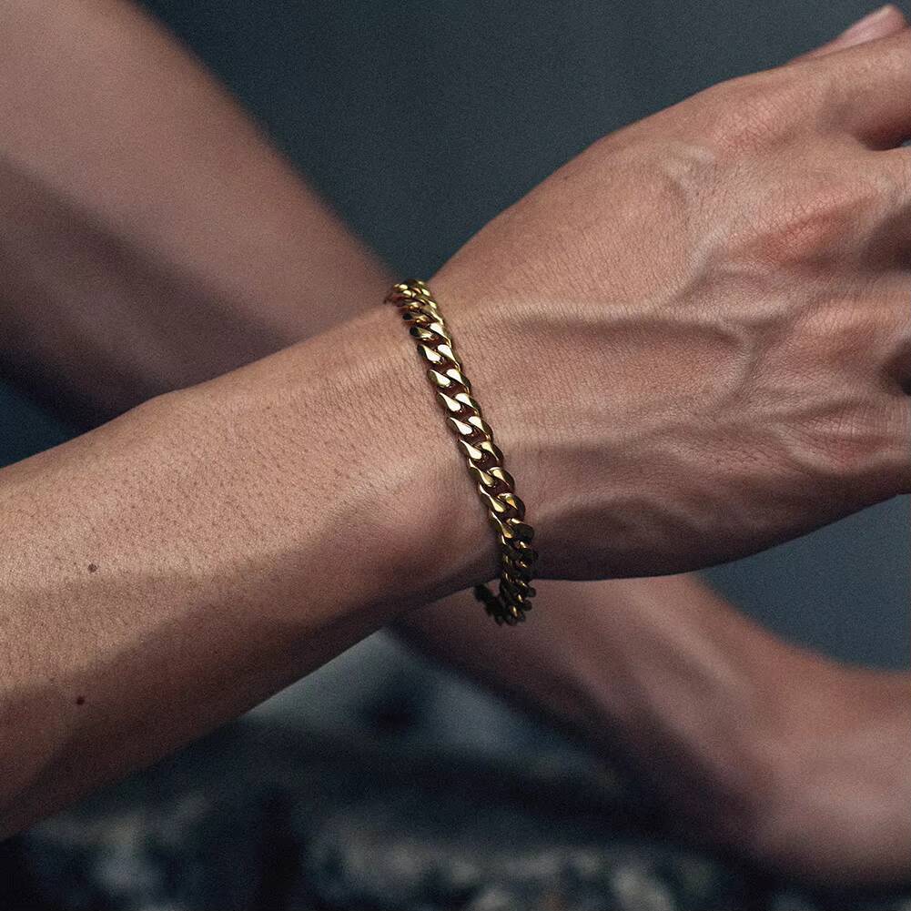 New Arrival Hip Hop Jewelry Luxury 3mm11mm Gold Plated Sterling SilverLobster Clasp Miami Cuban Link Chain Bracelet for Men