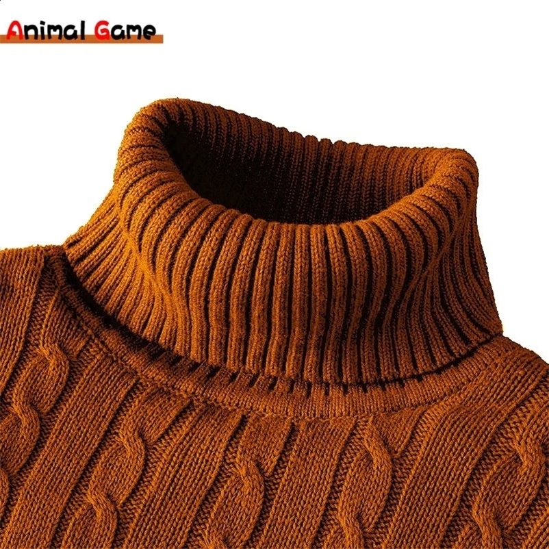 Winter Warm Turtleneck Sweater Casual Mens Rollneck Warm Knitted Sweater Keep Warm Men Jumper Knit Woolen Sweater 240809