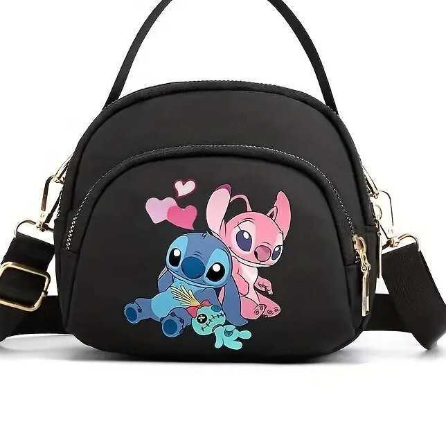 Disney's new Minnie cartoon print small square bag - mini mobile phone bag, casual and simple nylon fabric bag, women's cross-body shoulder 