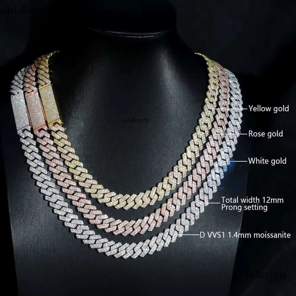 Hot Sale 8mm VVS Moissanite Necklace Solid Sier Cuban k Trendy Iced Hip Hop Jewelry