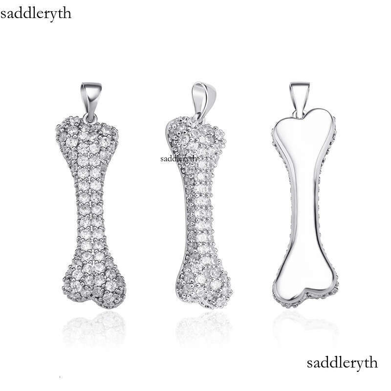 Mens Hip Hop Necklace Jewelry Sier Iced Out Bone Pendant Necklaces e7 d0 75