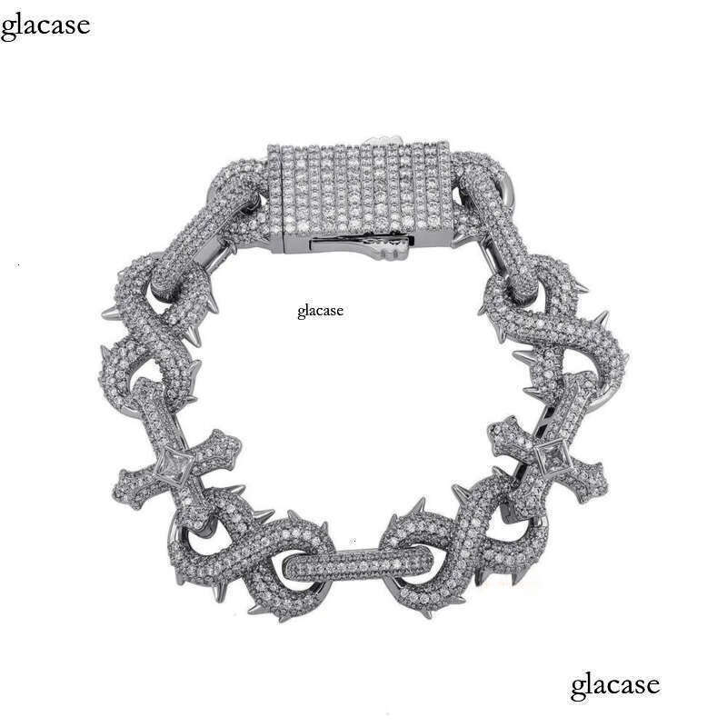 Hip Hop 8-shaped Thorn Cross Cuban Link Chain Necklace Bling Full Cubic Zirconia Iced Out Dia Personalized Mens Necklaces Choker Bracelet Accessories 