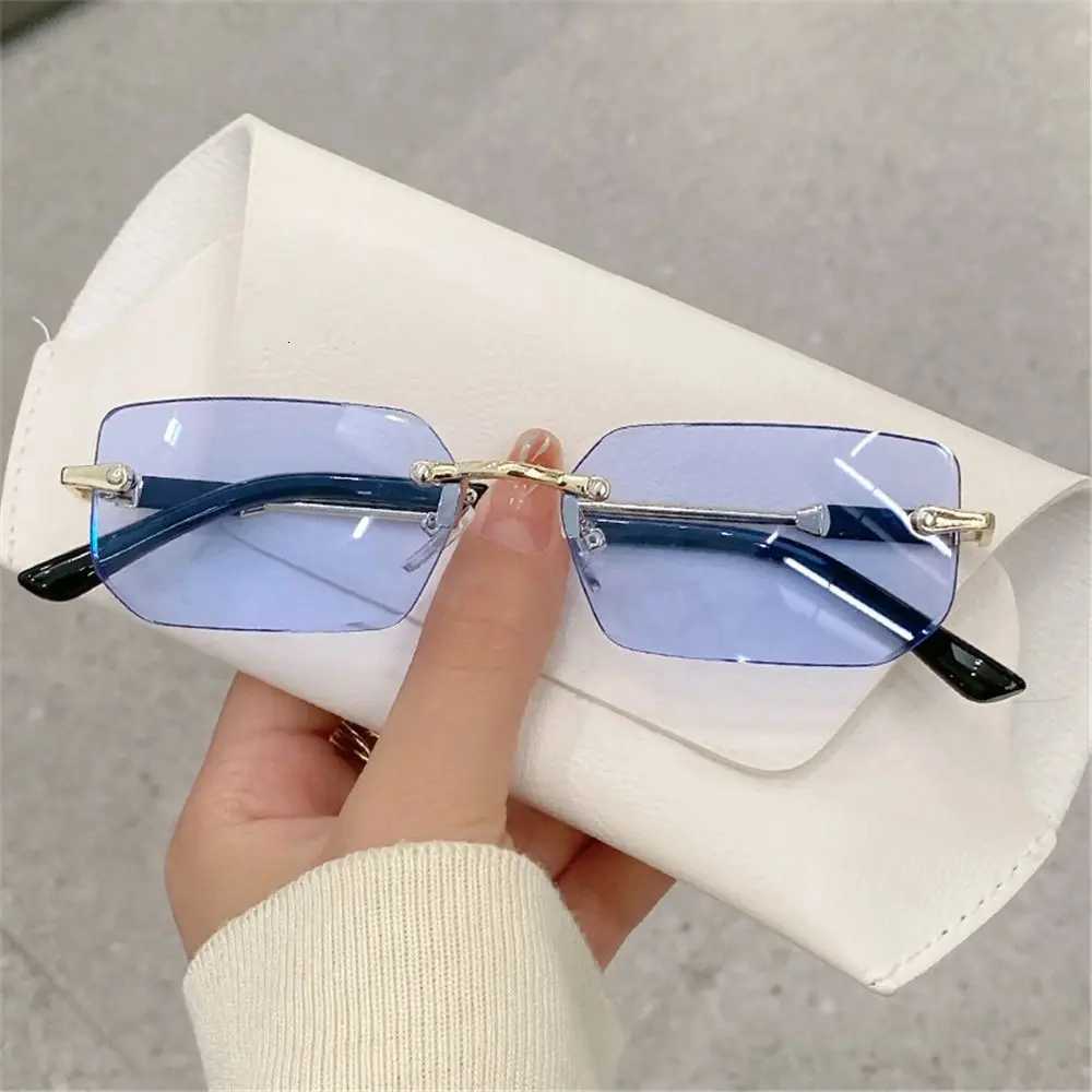 Retro Rimless glasses for Women Men Trendy Frameless Rectangle Glasses Retro Shades Fashion Summer Travel UV400 EyewearW250925