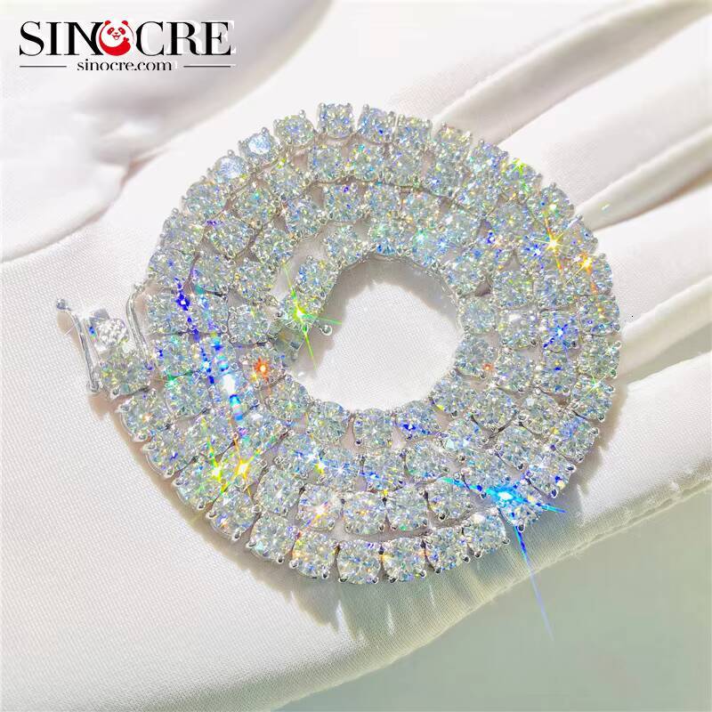 5mm Moissanite Tennis Chain Necklace Bracelets For Women Men