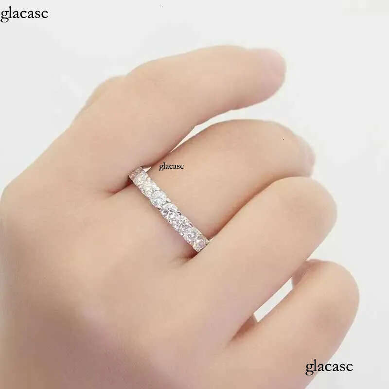 Popular Gold Plated 2mm 3mm Sterling Sier Eternity Moissanite Band Ring