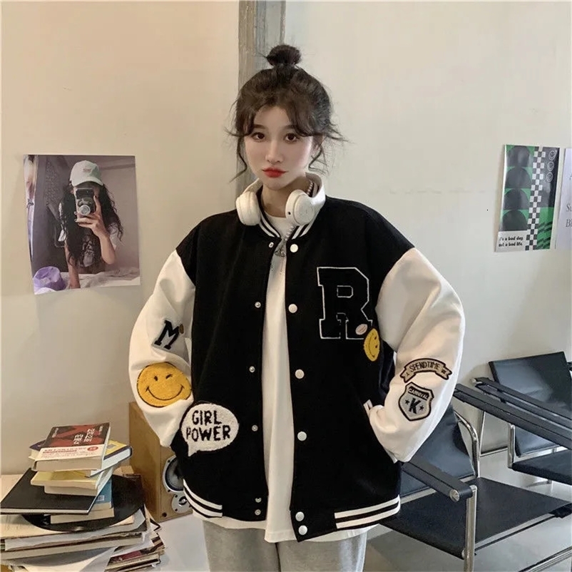 Women's Jackets Autumn Winter Fashion Bomber Jackets for Women Streetwear Baseball Uniform Oversized Coat Jackets and Coats Loose Student 230721