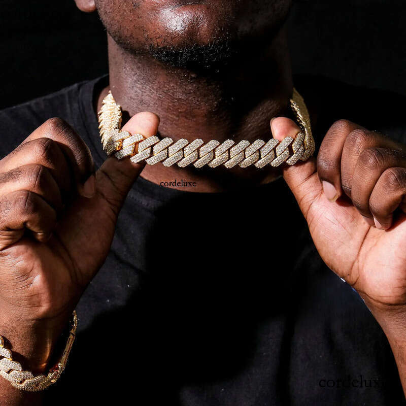 designer necklace cuban necklaces pass dia test 8-14mm wide gra moissanite gold sterg sier k chain for men hip hop chains 81