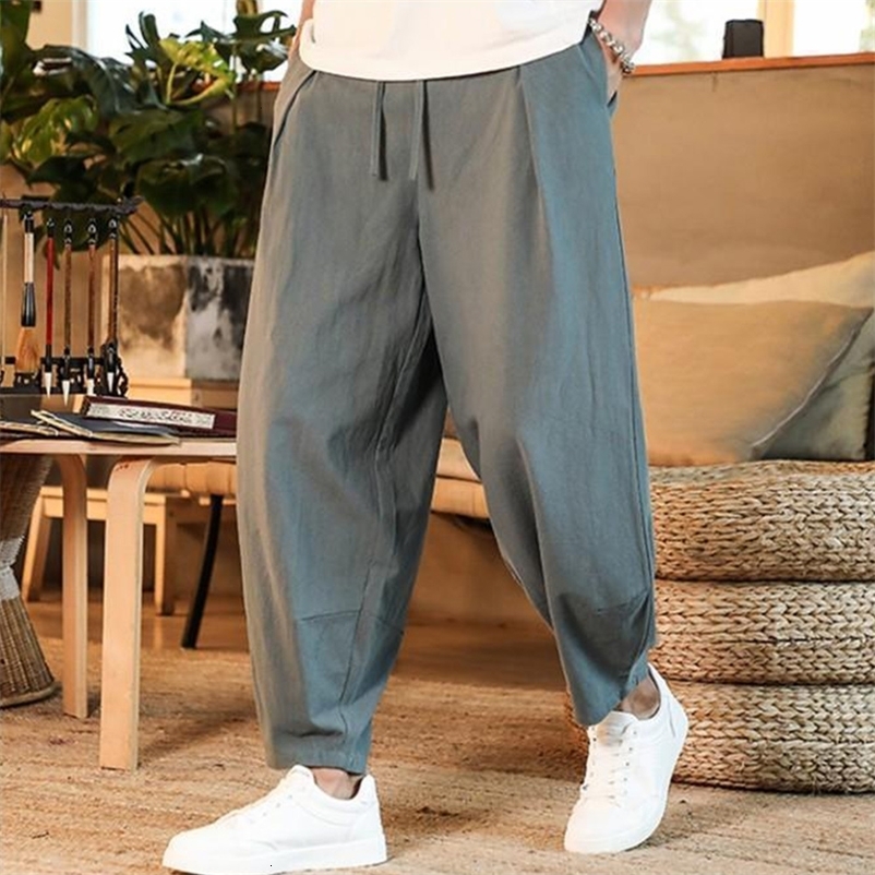 Men's Pants Men's Pants Cotton and Linen Male Summer Solid Color Mens Trousers Loose Fitness Baggy Streetwear Plus Size M-5XL 230311