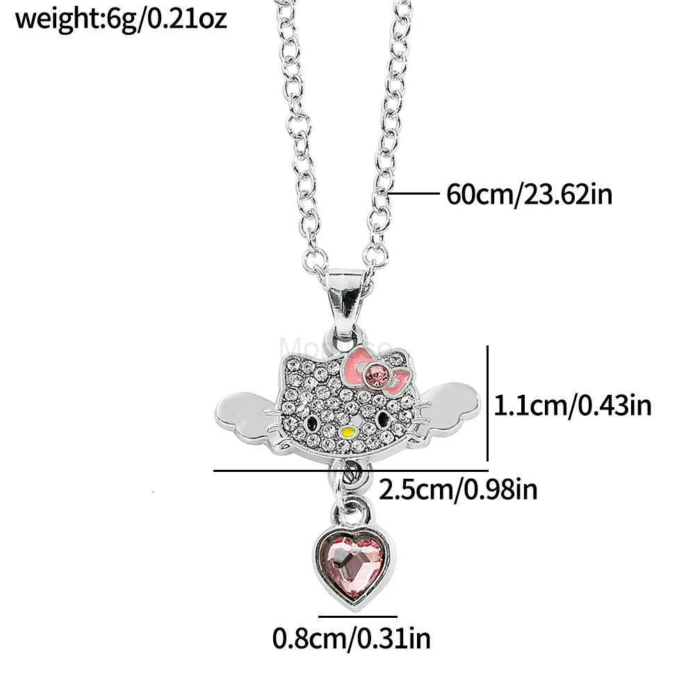 Sanrio Sanrio Hello Kitty Necklace Angel Wings Heart Crystal Pendant Necklace Accessories Womens Holiday Gift L250925