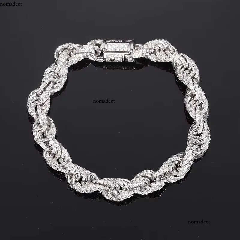 High Quality S Sier 8mm Hip Hop Cuban Necklace Link Iced Out Tennis VVS D Color Moissanite Rope Chain 8e