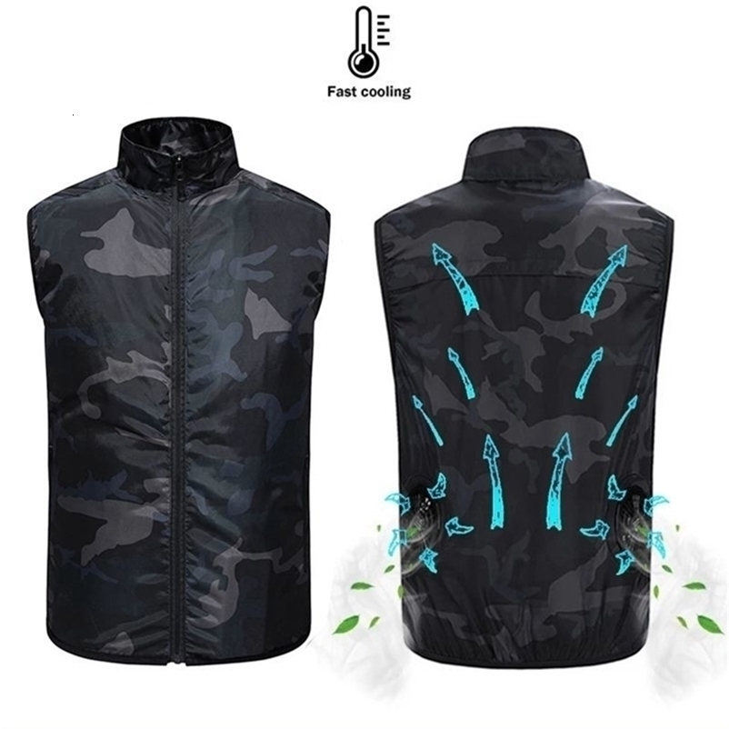Men's Vests Men Summer Camouflage Air Conditioning Clothing Fan Cooling Vest USB Charging Cooling sport man vest Outdoor Cooling 220826