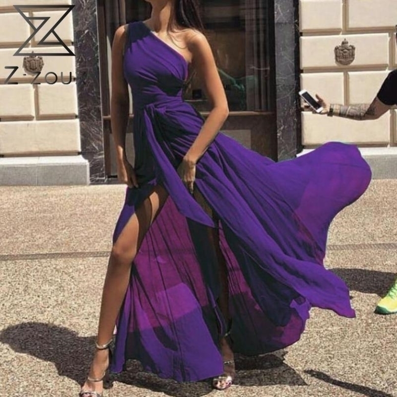 Z-zoux Women Dress Bandage Irregular Off Shoulder Dress Plus Size Sexy Long Summer Dresses Women New Fashion Women Clothes 210325