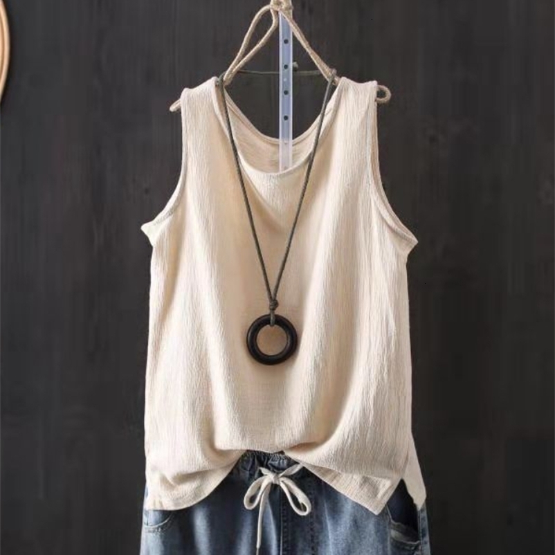 Camisoles Tanks Women's Tank Top Cotton Line Solid Color Loose Vest Shirt Sleeveless Female V Neck Basic Woman Summer Tanks Camis 230421