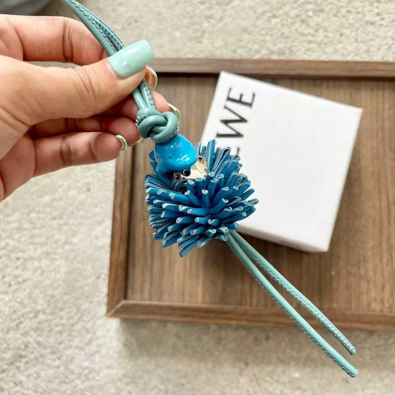 Ocean Theme Beaded Pendants DIY Handmade Lambskin Leather Bag Charms for Purse Keychain Car Decor Y250925lp