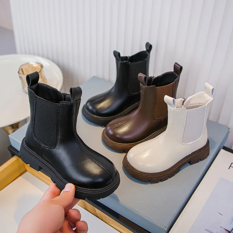 childrens short boots for boys and girls in the autumn and winter of PU leather childrens boots fashionable childrens boots childrens ankle snowshoes 