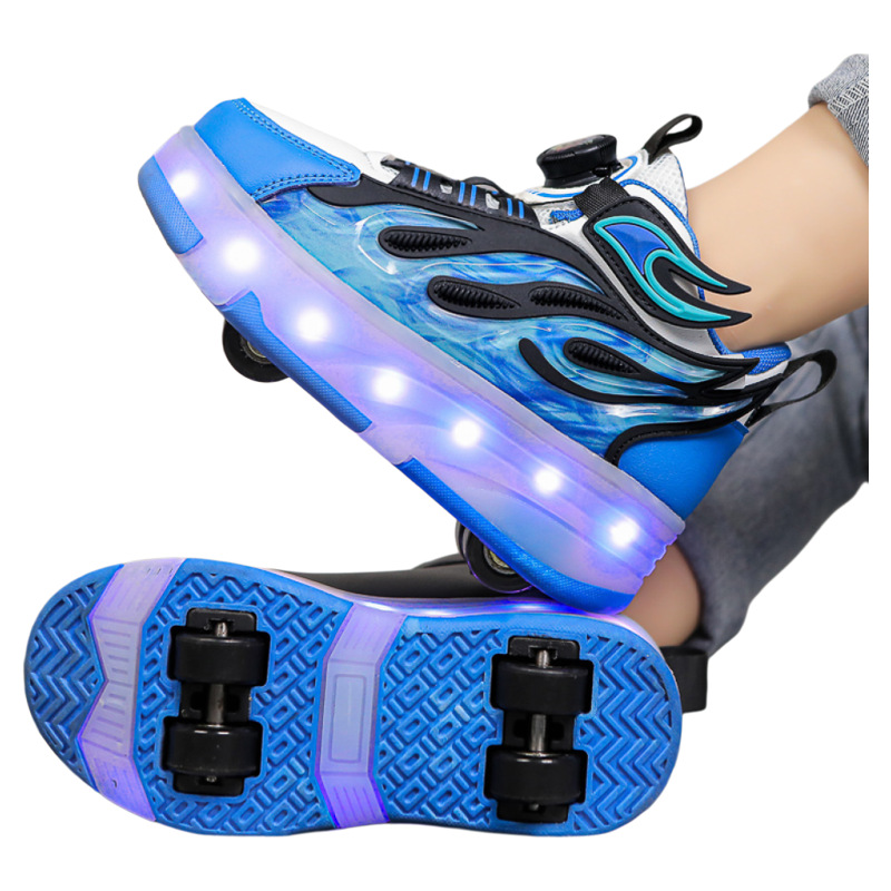 Two Wheels Children's Led Light Roller Skate Shoes For Kids Boys Girls Glowing Sports Luminous Sneakers Skateboard USB Charging