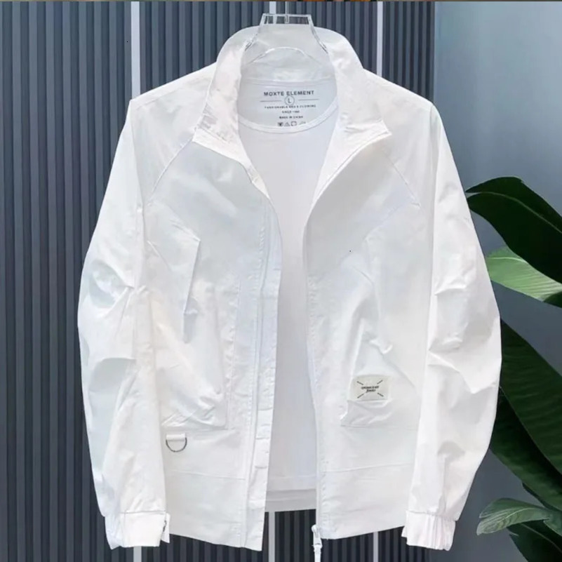 summer thin ventilated casual solid color sunscreen jacket trend fully matched loose vertical collar jacket 250415